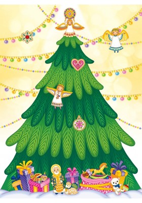 Різдвяна ялинка з наліпками + розмальовка та колядки